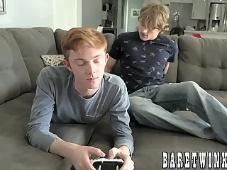 Smooth twink buds swap video games for barebacking